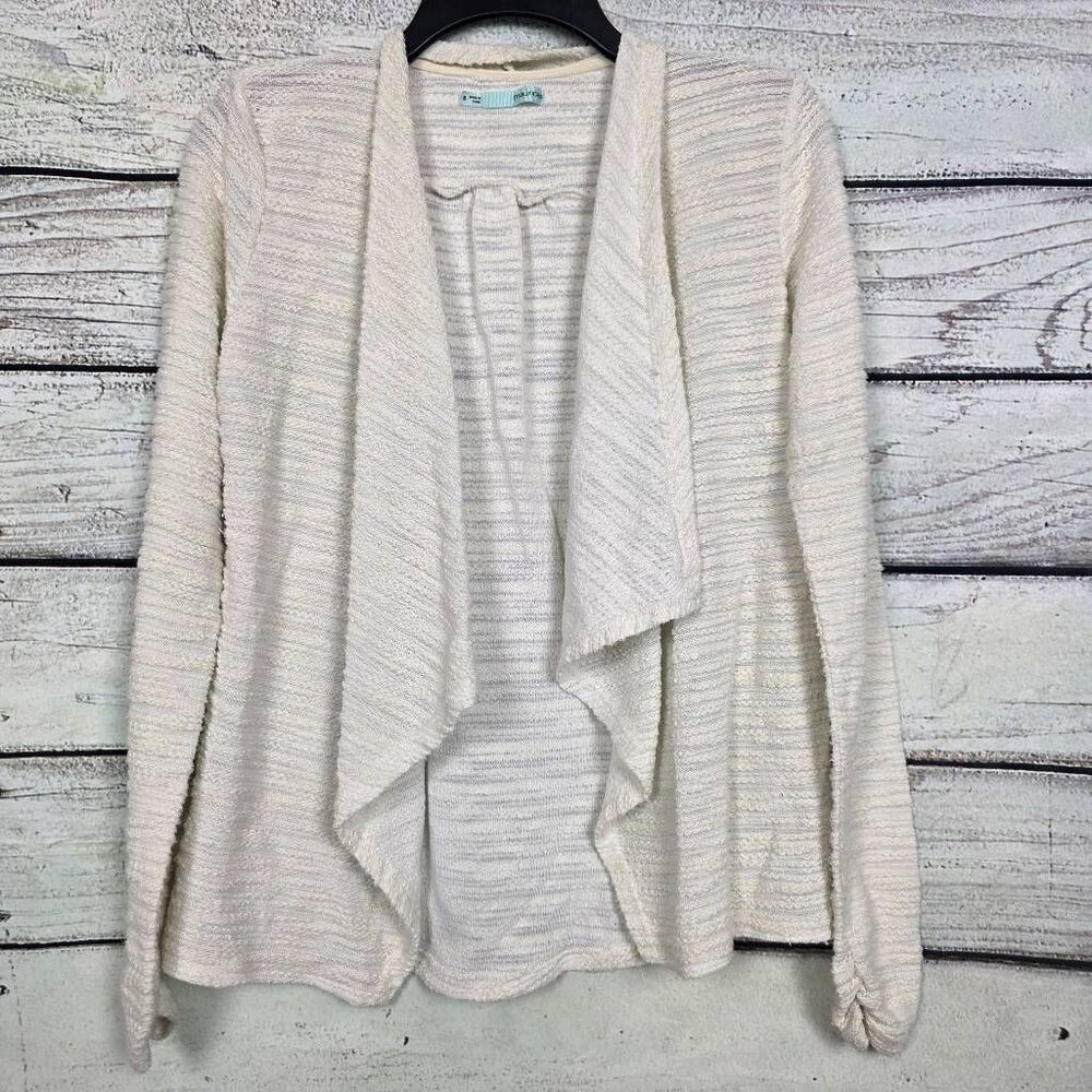 Maurices Cream Textured Open Front Cardigan S